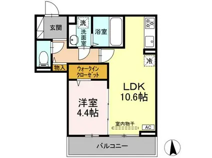 COUR18高宮E(1LDK/3階)の間取り写真
