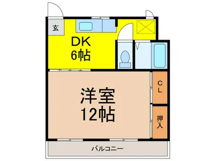 西町ハイツ2(1DK/1階)の間取り写真