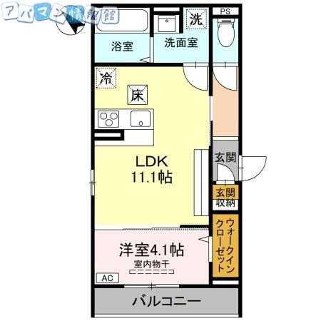 D-ROOM川端町(1LDK/1階)の間取り写真