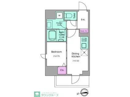 ドゥーエ日暮里III(1K/2階)の間取り写真