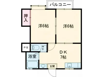 ファーストインキャニオンハウスI(2DK/1階)の間取り写真