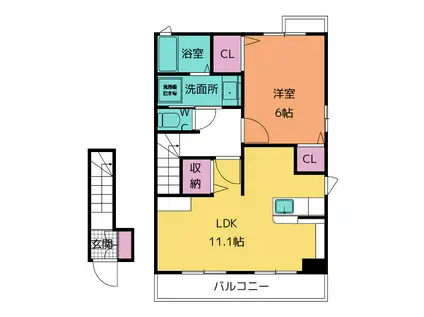 ダンデライオン ヒル II(1LDK/2階)の間取り写真
