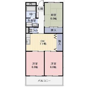 LIMPIAゆたか(3DK/2階)の間取り写真