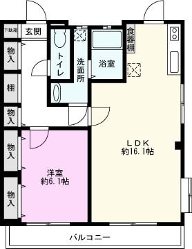 栄マンション(1LDK/3階)の間取り写真