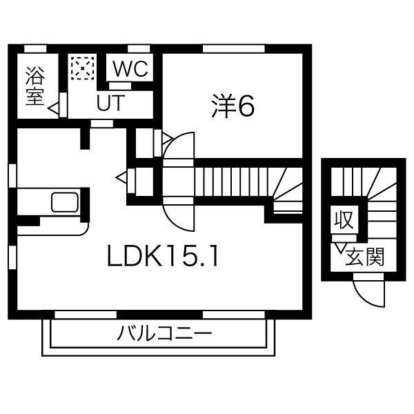 ヨーロピアンシャレータカラ(1LDK/2階)の間取り写真