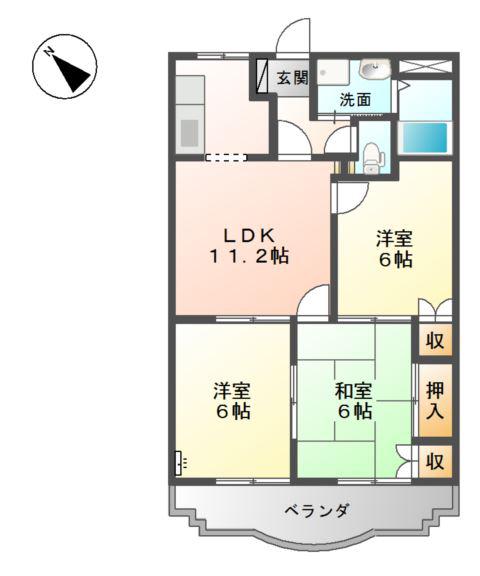 サン・ライズ(3LDK/1階)の間取り写真