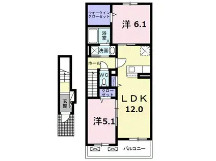 ヴィラ・アリーエ V(2LDK/2階)の間取り写真