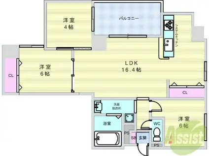 グランデージ池田栄本町(3LDK/5階)の間取り写真