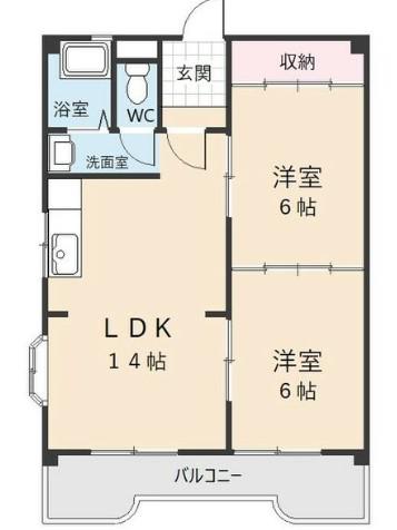 マンション イトキ(2LDK/1階)の間取り写真