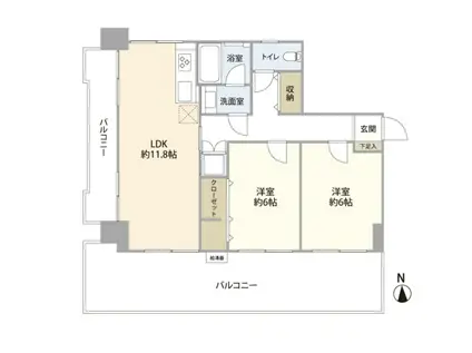 グランヴィラ綾瀬(2LDK/12階)の間取り写真