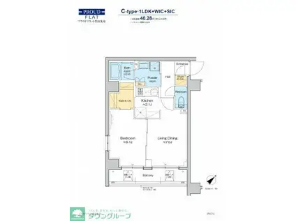 プラウドフラット墨田曳舟(1LDK/4階)の間取り写真