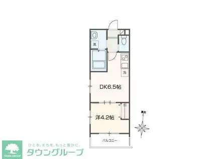 MELLAS元加治(1DK/3階)の間取り写真