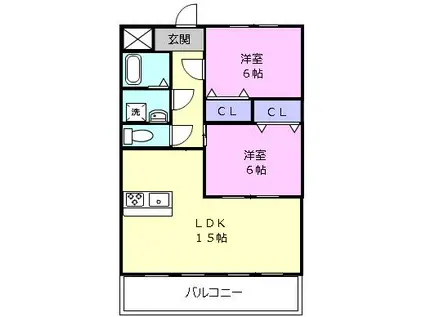 ロイヤル・ふじ(2LDK/4階)の間取り写真