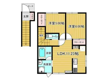 グランデドゥ(2LDK/2階)の間取り写真