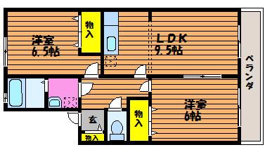 リヴェール新倉敷A棟(2DK/2階)の間取り写真