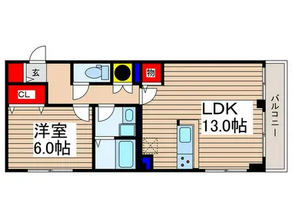 サン ホワイトパレス(1LDK/2階)の間取り写真