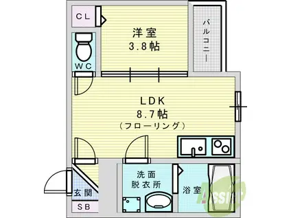 F ASECIA SUREAU(1LDK/1階)の間取り写真