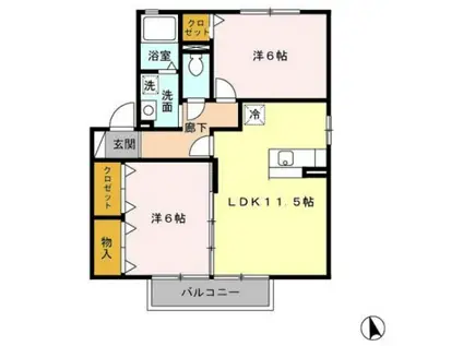 ナチュール北 A棟(2LDK/2階)の間取り写真