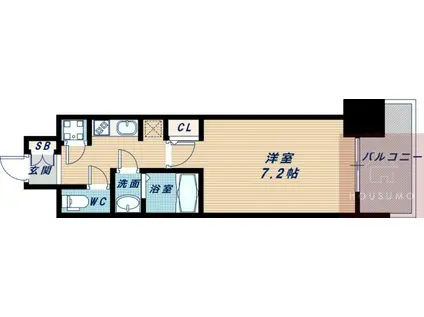 スペーシア江坂広芝町(1K/11階)の間取り写真