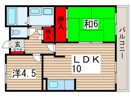 アメニティM1(2LDK/1階)の間取り写真
