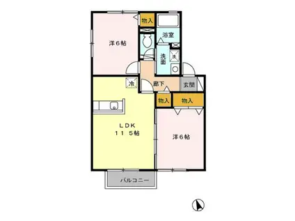 オーチャードテラス(2LDK/2階)の間取り写真