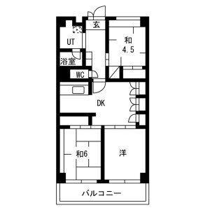 テレパレス横須賀(3DK/6階)の間取り写真