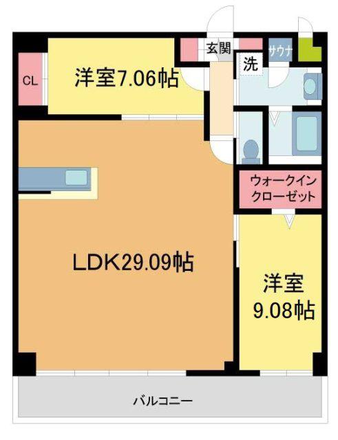 プレジオ西宮北口(2LDK/2階)の間取り写真