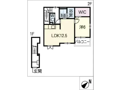 ヴィレッジ向山K(1LDK/2階)の間取り写真