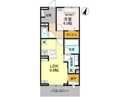 コアひばりヶ丘(1LDK/3階)の間取り写真