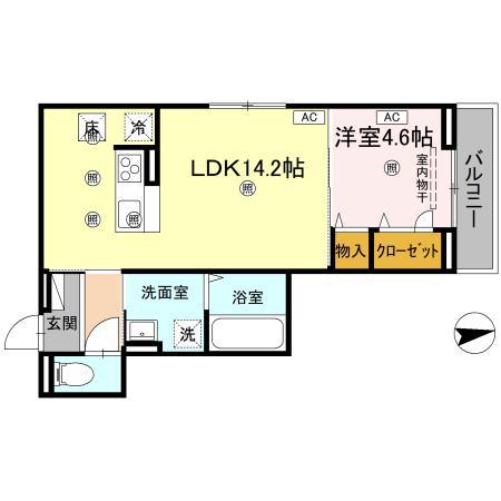 セレノアールB(1LDK/2階)の間取り写真