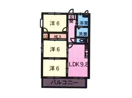 ベルメゾン(3LDK/2階)の間取り写真