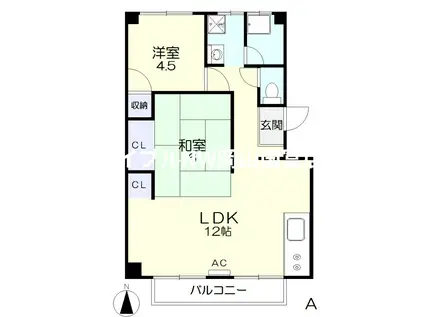 REPARE関 B棟(1LDK/1階)の間取り写真