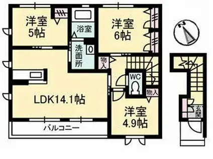 カーサ・ヴィアソーレ(3LDK/2階)の間取り写真