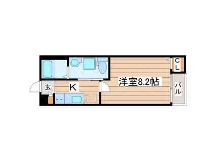 BRIX仙台長町(1K/3階)の間取り写真