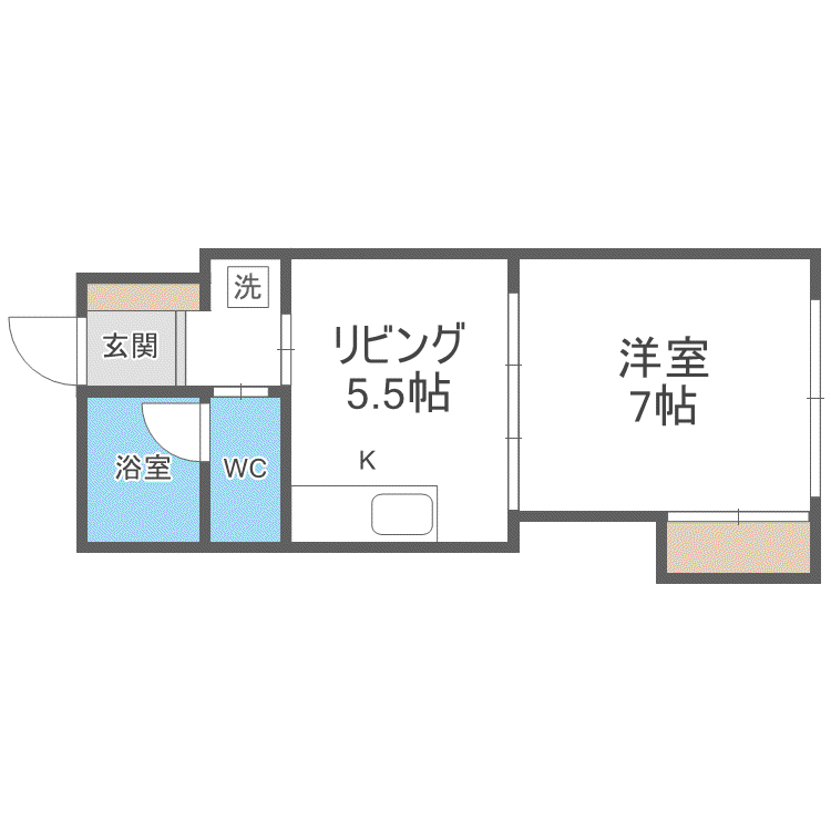 ラベラヴィータ西町(1DK/4階)の間取り写真
