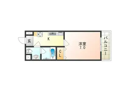 FDSKOHAMAウエスト(1K/6階)の間取り写真