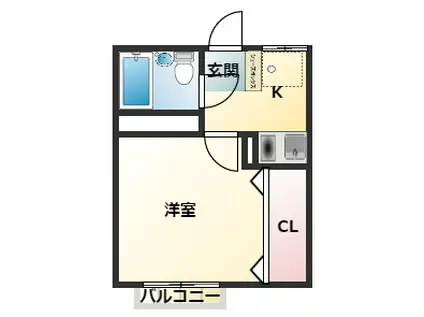パルコホリウチ(1K/2階)の間取り写真