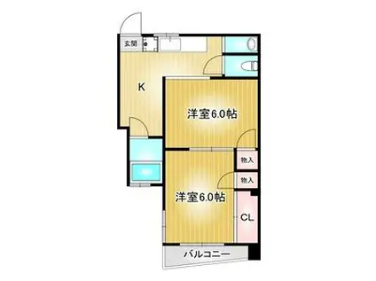 新栄マンション(2K/4階)の間取り写真