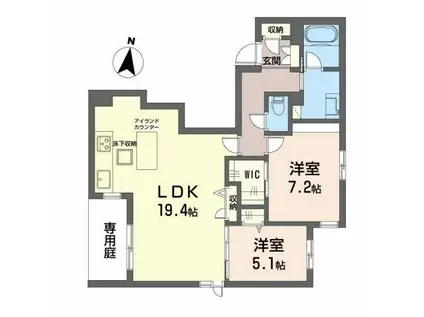 KLANG HIBIKI(2LDK/1階)の間取り写真