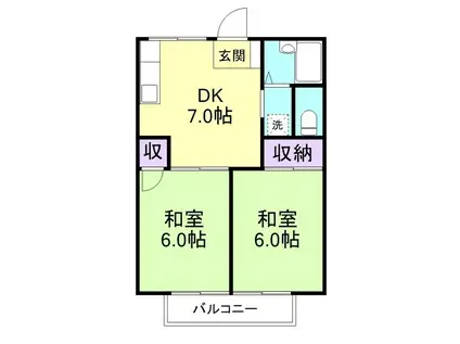 ガーデンハイツ有家(2DK/1階)の間取り写真