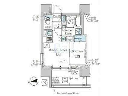 パークアクシス赤塚(1DK/11階)の間取り写真