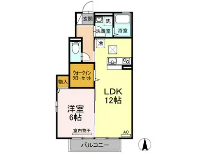 リーバス・E・イノセント B棟(1LDK/1階)の間取り写真