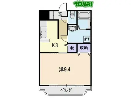 ユートピア垣鼻II(1K/1階)の間取り写真