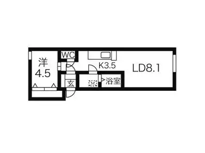 カーサグロリア(1LDK/4階)の間取り写真