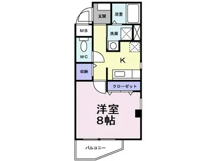 エスポワールヒル(1K/2階)の間取り写真