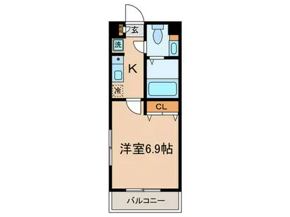 クリスタル・エイジ(1K/2階)の間取り写真
