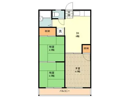 サンコーハイツC号棟(3DK/2階)の間取り写真