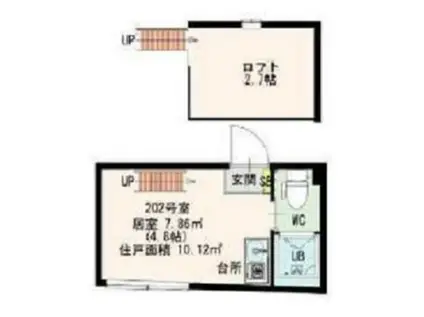 抜弁天フラット(1LK/2階)の間取り写真