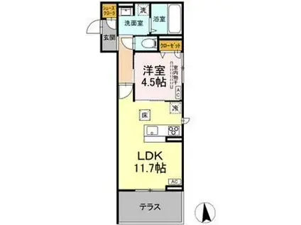 フィオレンテ 長町南(1LDK/1階)の間取り写真
