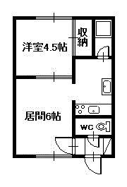 丹羽ハイツ(1DK/2階)の間取り写真